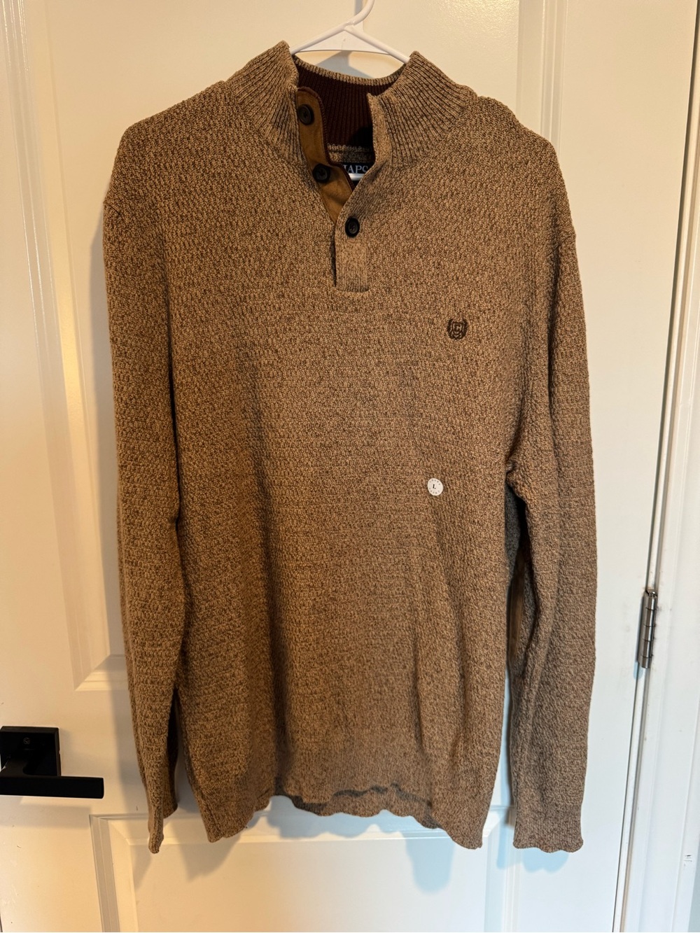 Chaps Men's Brown Zip-Neck Textured Sweater